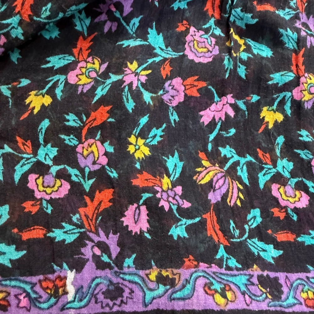 Vintage India Cotton Semi Sheer Gauze Floral Elephant Maxi Skirt Boho Elephants - Picture 13 of 16